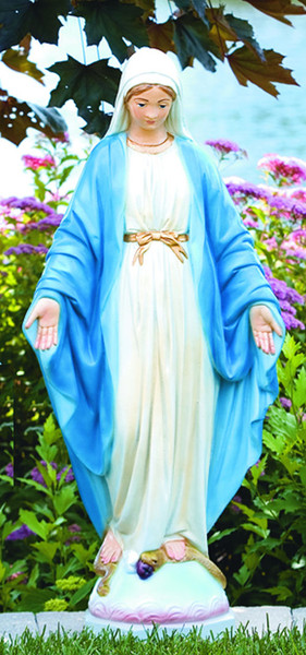 Blessed Mother Mary Sculpture colors large scale traditional Statuary